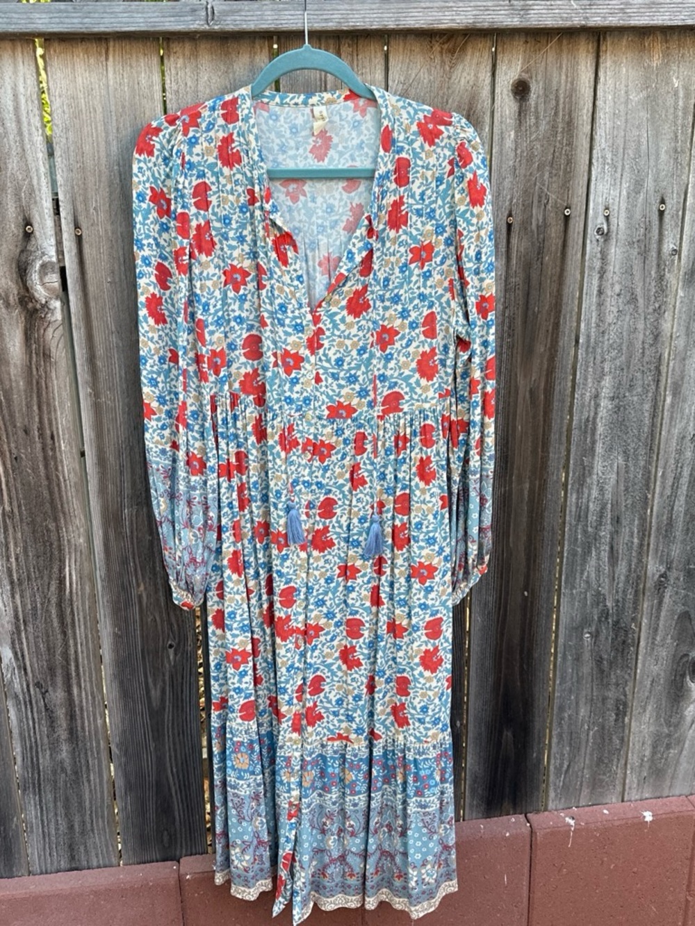 Spell Floral Maxi Dress - Red, Blue & Cream